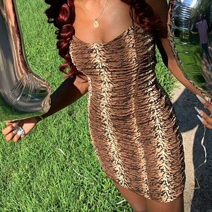 Spaghetti Strap Animal Print Dress